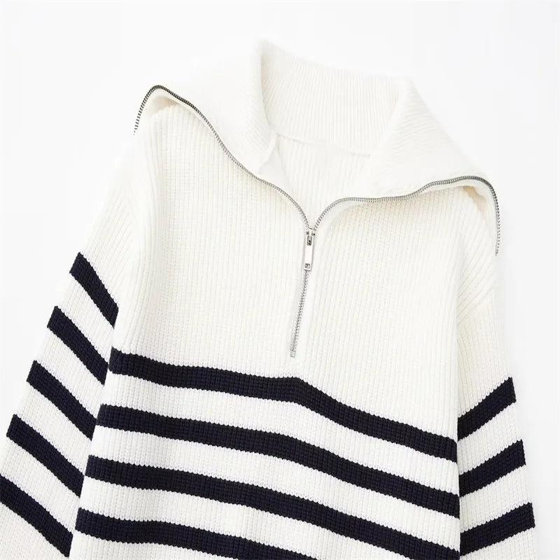 Noiret Paris™ |  Pull zippé rayé